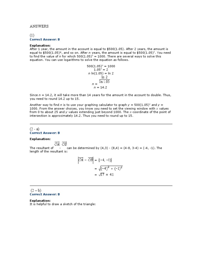 Math Problem Solutions and Explanations | PDF | Trigonometric Functions ...