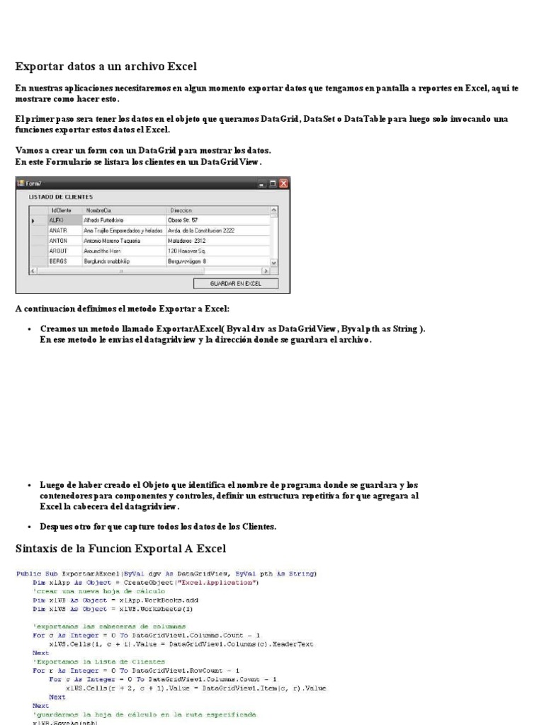 Exportar Datos A Un Archivo Excel | PDF | Microsoft Excel | Archivo de ...