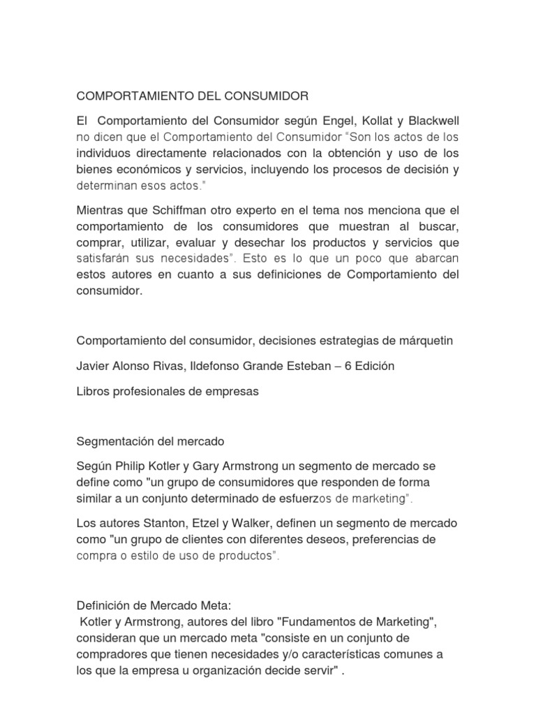 Comportamiento del Consumidor y Segmentación | PDF