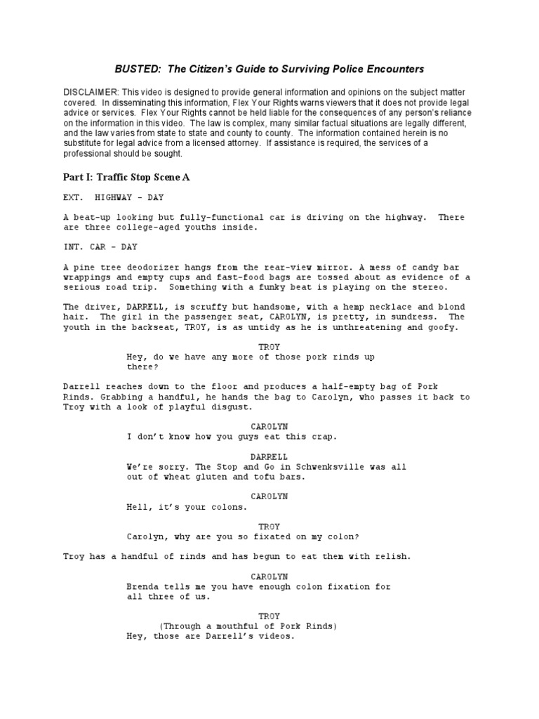 BUSTED: The Citizen's Guide To Surviving Police Encounters (Screenplay ...