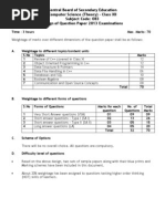 Blueprint of Question Paper For The Year 2013