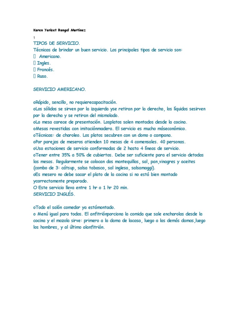Técnicas de Servicio y Charoleo en Restaurantes | PDF | Cuchara ...