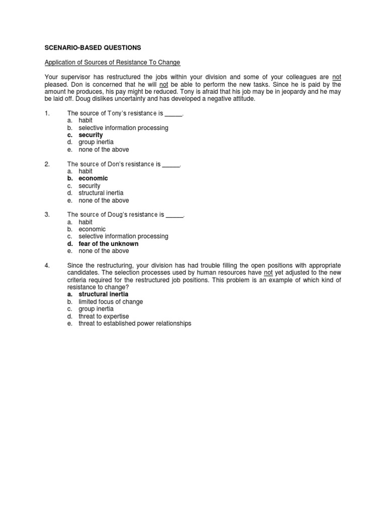 Scenario Based Questions | Change Management | Employment
