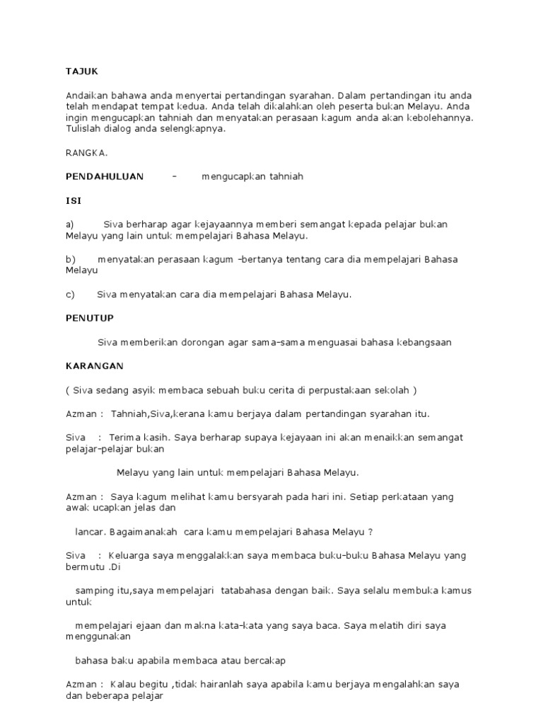 Contoh Dialog Bahasa Melayu Harian | PDF