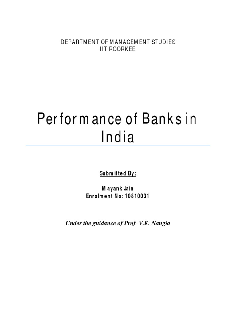 Performance of Banks in India: Department of Management Studies Iit ...