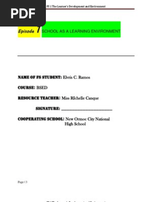 Episode 1 School as a Learning Environment