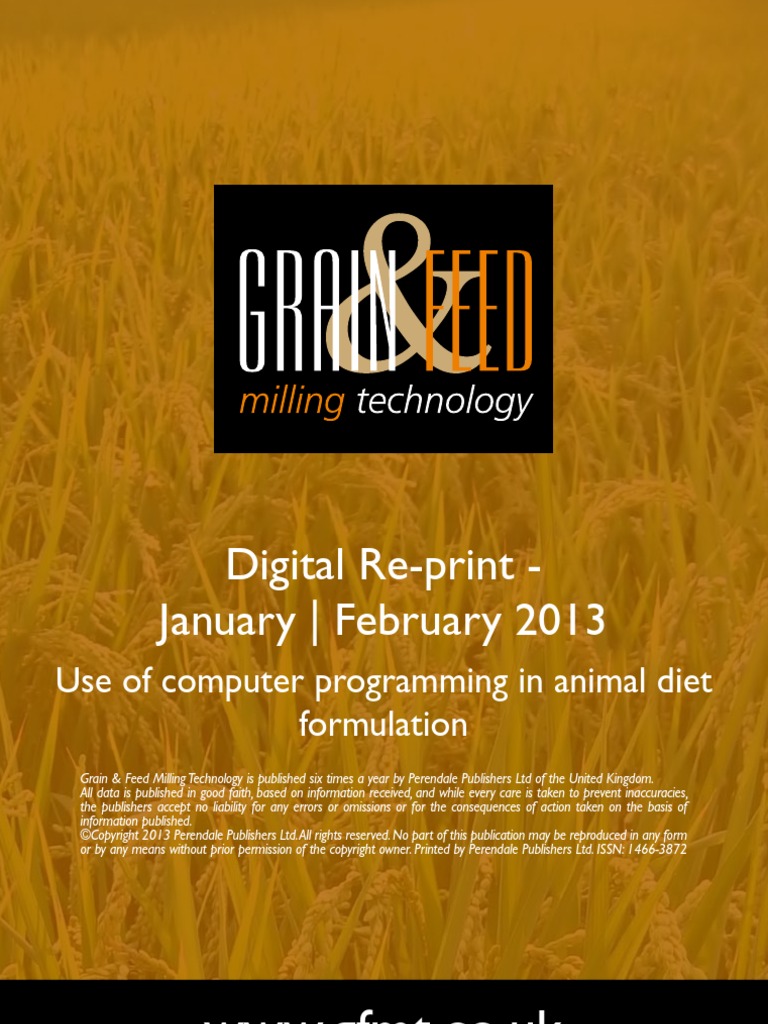 Use of Computer Programming in Animal Diet Formulation | PDF | Animal ...