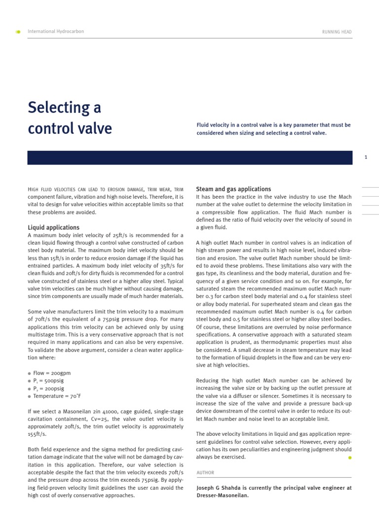 Selecting Control Valve | PDF