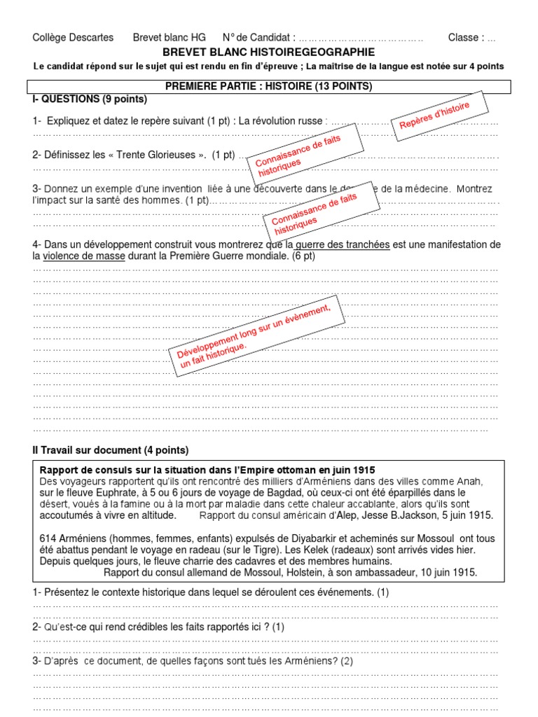 Que Faut Il Apprendre Pour Le Brevet Blanc De Français Brevet Blanc HG Letudiant