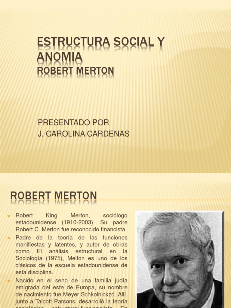 Estructura Social y Anomia de Merton | PDF | Teorías sociológicas ...