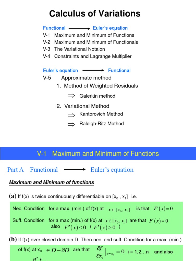 Calculus of Variations PDF Calculus Of Variations Equations