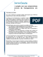 Nota Prensa El Gobierno Hace Un Ejercicio de Transparencia Sin Precedentes - PP Ceuta