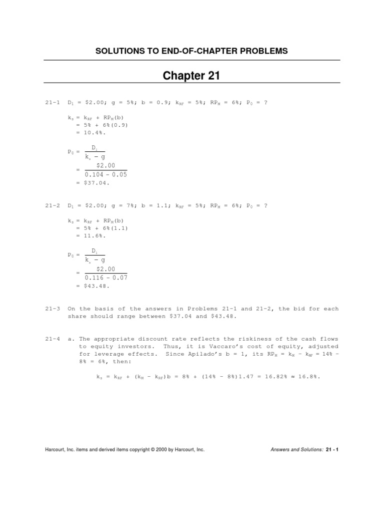 Brigham Chapter 21 Solution Manual | PDF | Mergers And Acquisitions ...