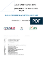 HUMANITARIAN CARE UGANDA (HCU) KABALE DISTRICT QUARTERLY REPORT October 2012 – December 2012