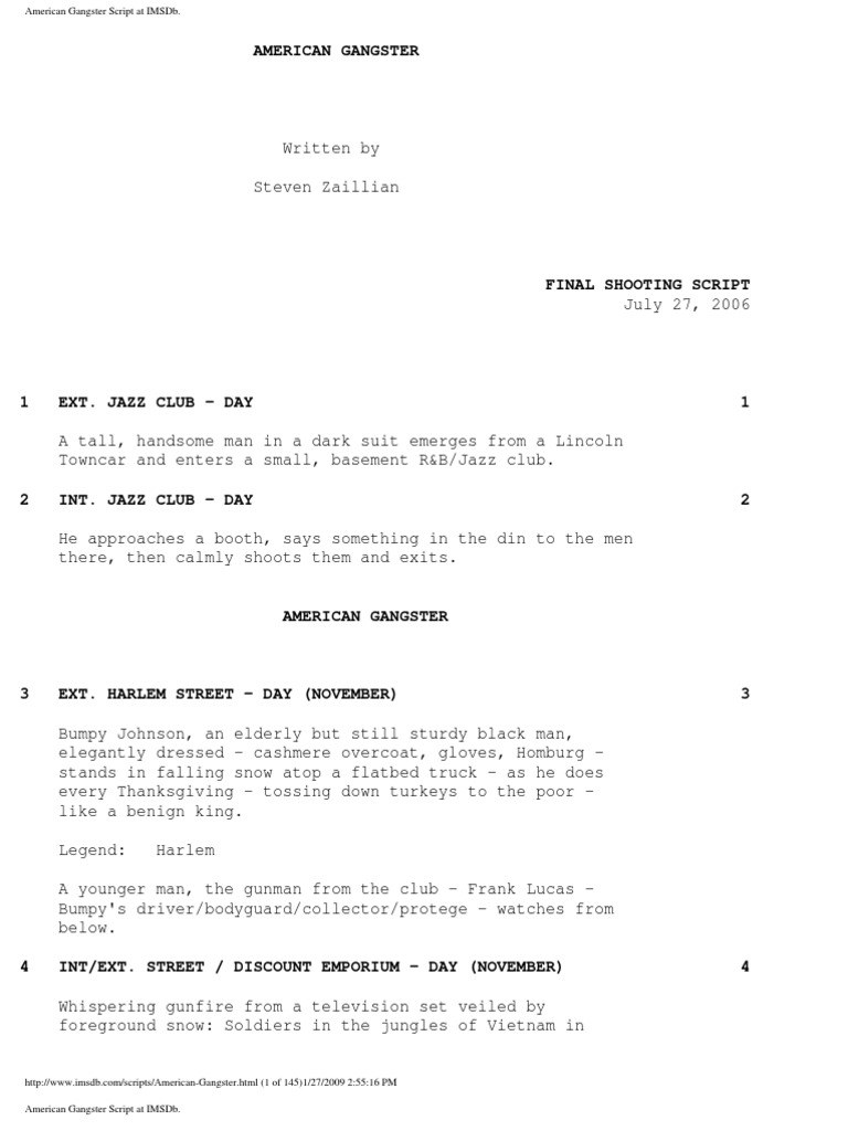American Gangster Script | PDF | Leisure | Business