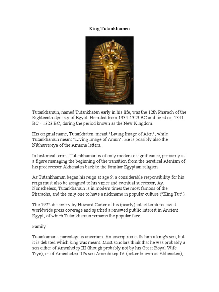 King Tutankhamun: Life and Legacy | PDF | History