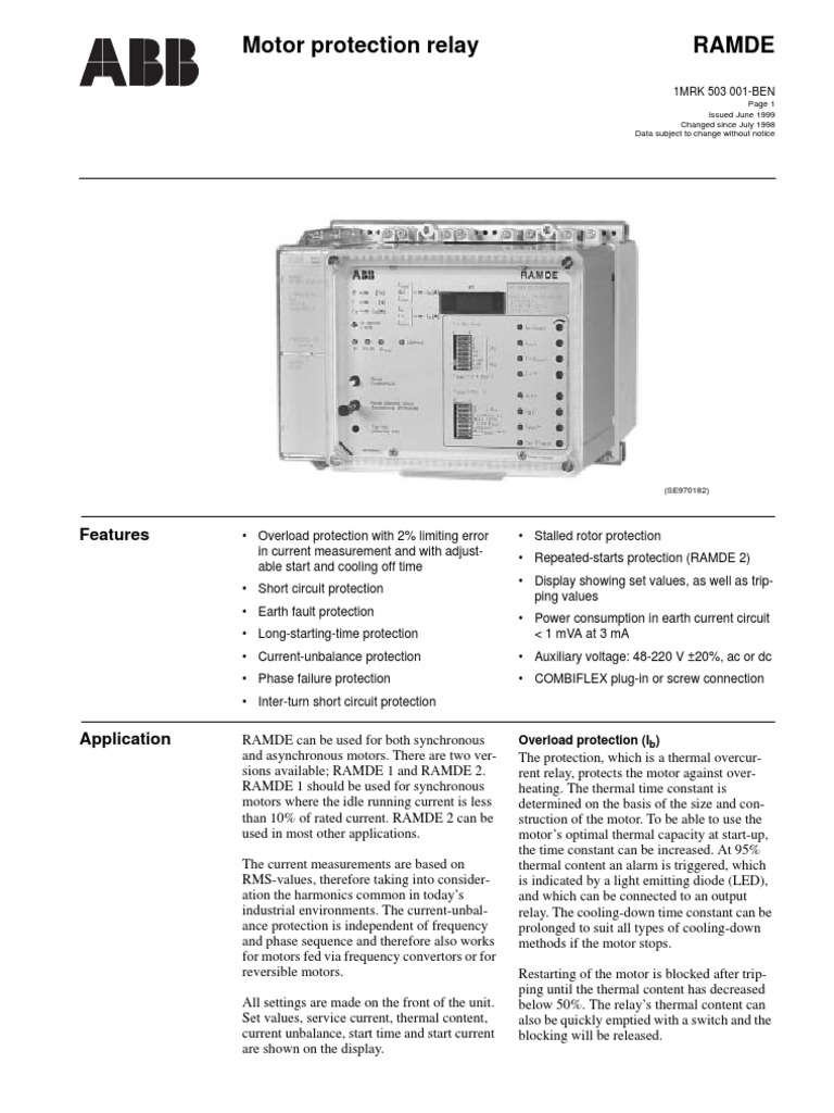 Ramde Motor Protection Relay PDF Electric Motor Relay