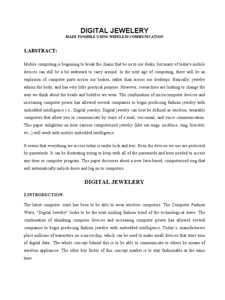 Digital Jewellery PDF Telephone Java (Programming Language)