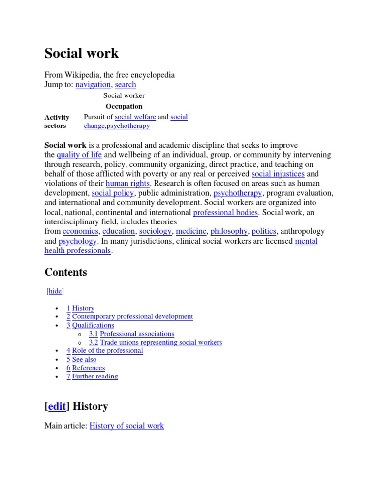 Overview of Social Work Profession | PDF | Social Work | Psychotherapy