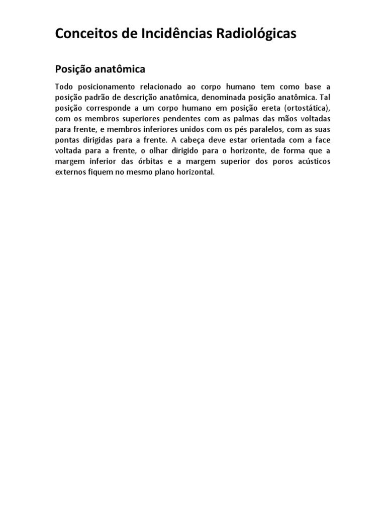 Incidências Radiológicas e Posicionamento | PDF | Radiologia | Raio X