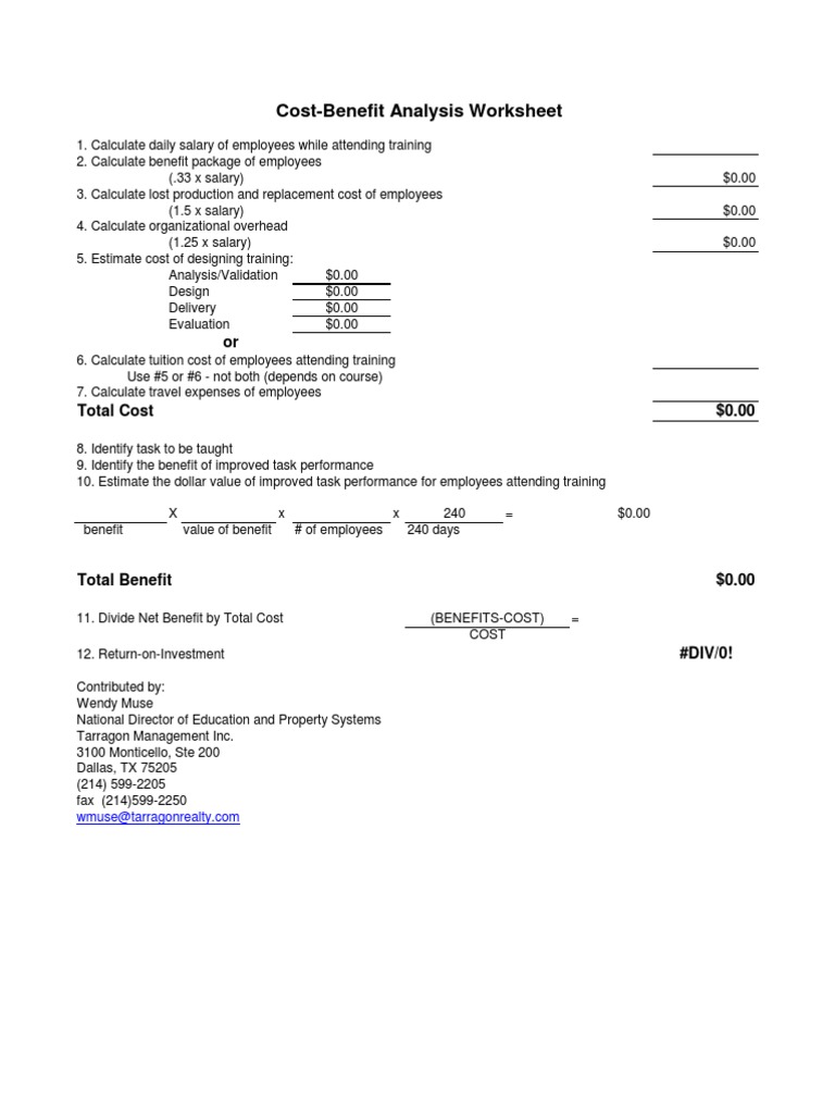 worksheet Cost Benefit Analysis Worksheet cost benefit roi inventory employment