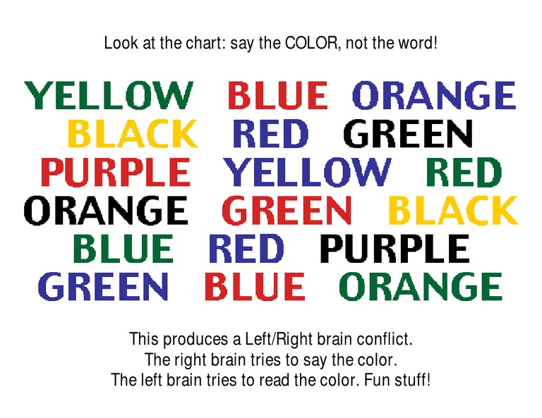 Brain Teaser Color Chart PDF