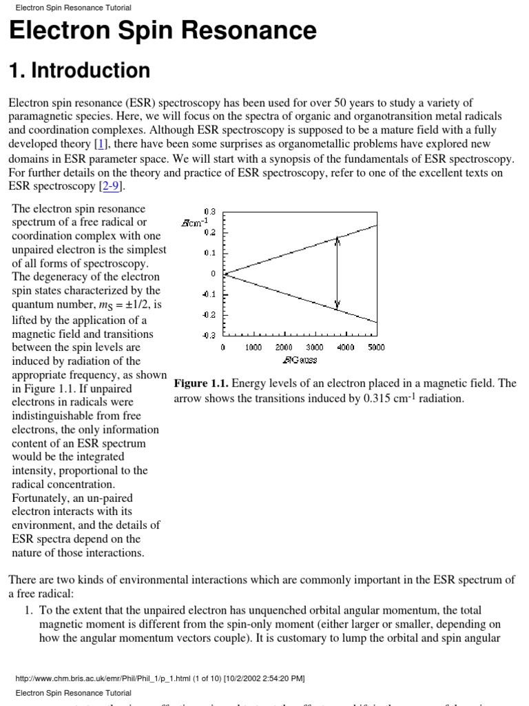 Electron Spin Resonance | PDF | Electron Paramagnetic Resonance ...