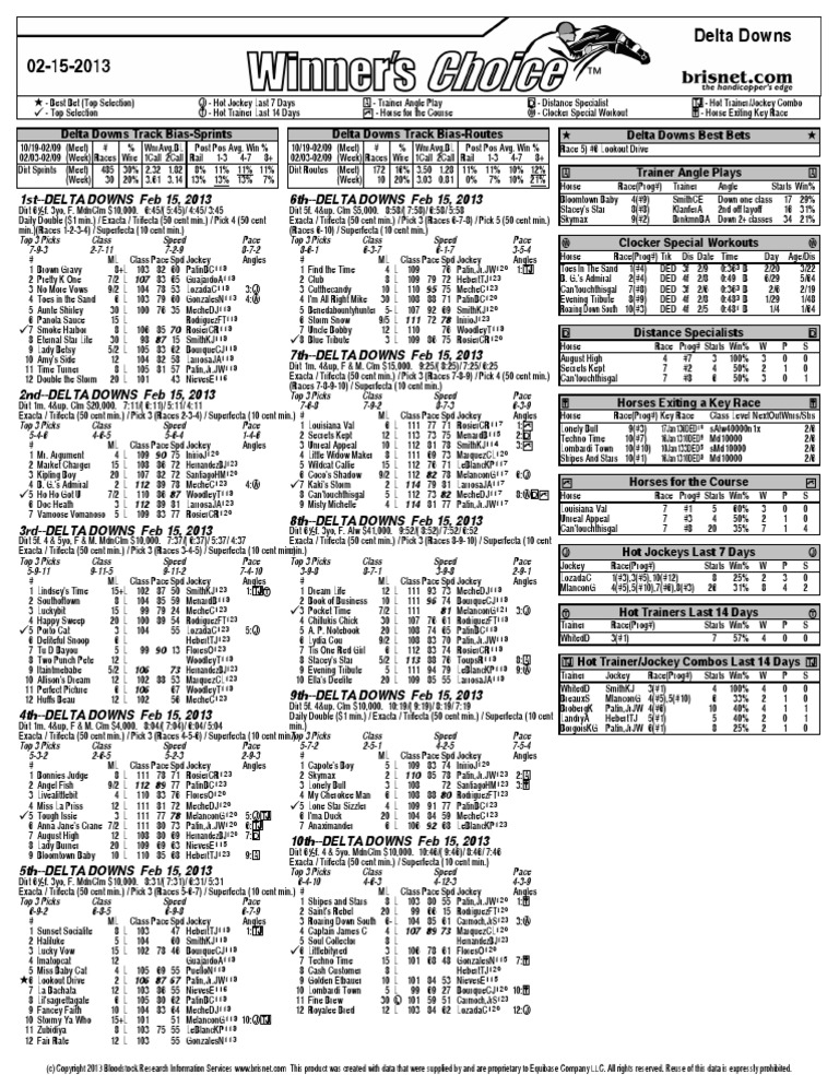 W Delta Downs PDF PDF Racing Gambling