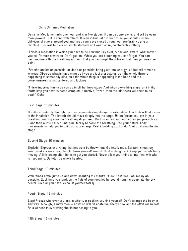 Osho Dynamic Meditation Pdf Breathing Rajneesh