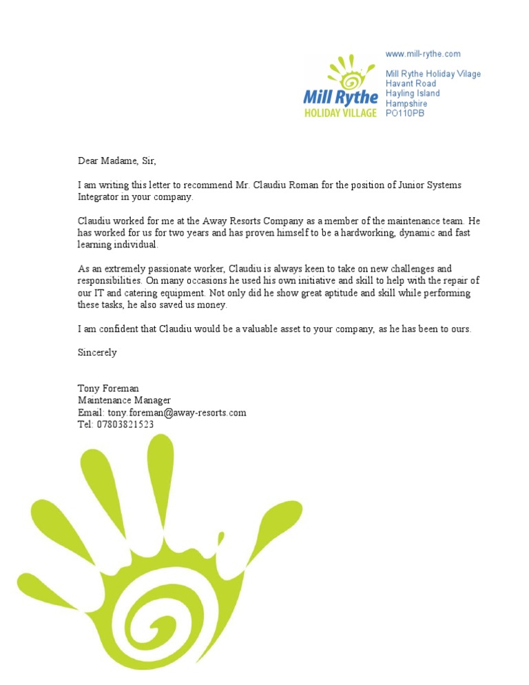 Scrisoare de Recomandare