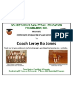 Coach Leroy Bo Jones: Squire'S Boys Basketball Education Foundation, Inc