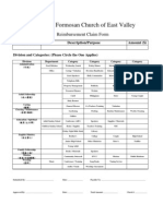 Evangelical Formosan Church of East Valley: Reimbursement Claim Form