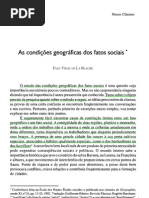 LA BLACHE_As  condições geográficas dos fatos sociais