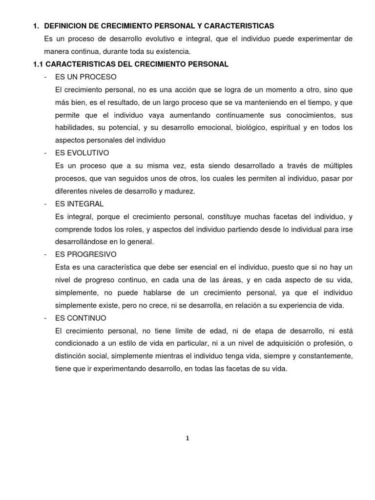 Definición y Características del Crecimiento Personal | PDF ...