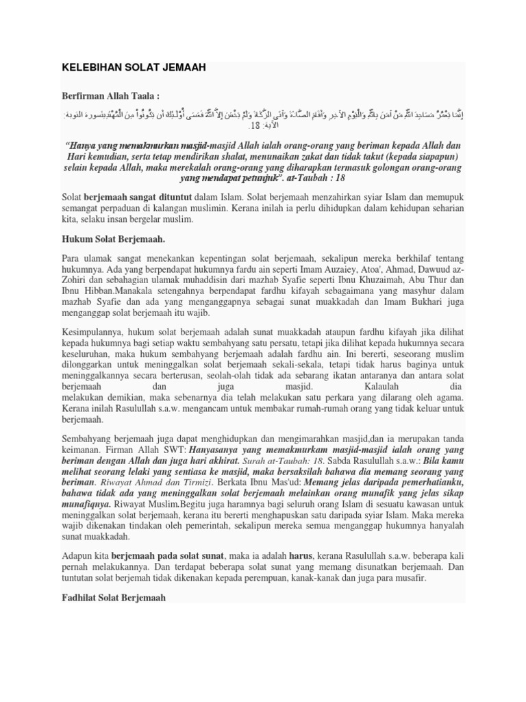 Kelebihan Solat Jemaah Pdf