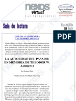 Elías, Norbert - LA AUTORIDAD DEL PASADO. EN MEMORIA DE THEODOR ADORNO