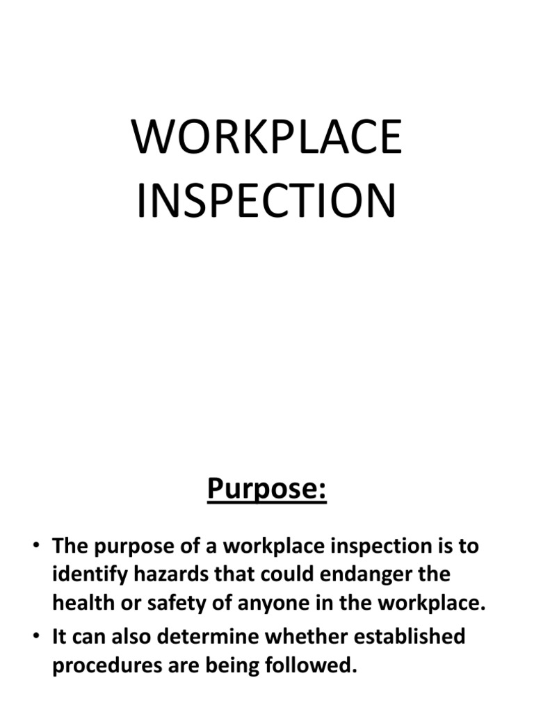 Workplace Inspection Guidelines and Process | PDF | Occupational Safety ...
