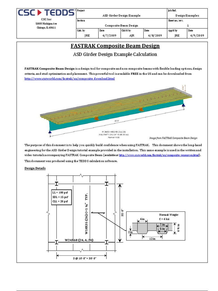 ASD Girder Design Calculation Guide | PDF | Beam (Structure) | Bending