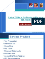 List of Cpas in California To File Your Tax Return