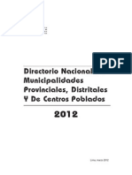 Directorio Nacional de Municipalidades Provinciles Distritales y Centros Poblados