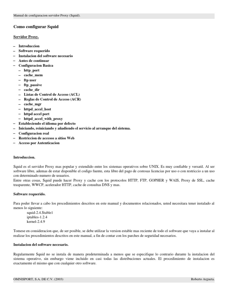 Configuración de Servidor Proxy Squid | PDF