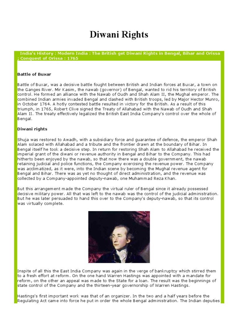 Diwani Rights | Download Free PDF | British India | Asia