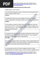 KPIT Sample Aptitude Placement Paper Level1