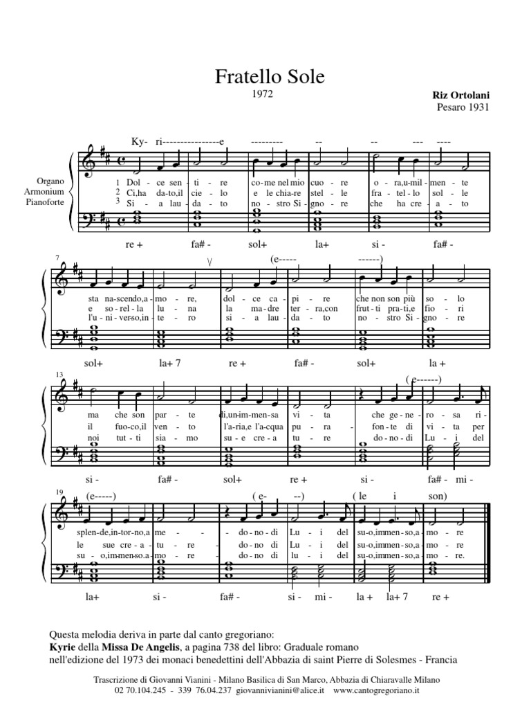 Fratello Sole Sorella Luna Spartito Pianoforte Pdf