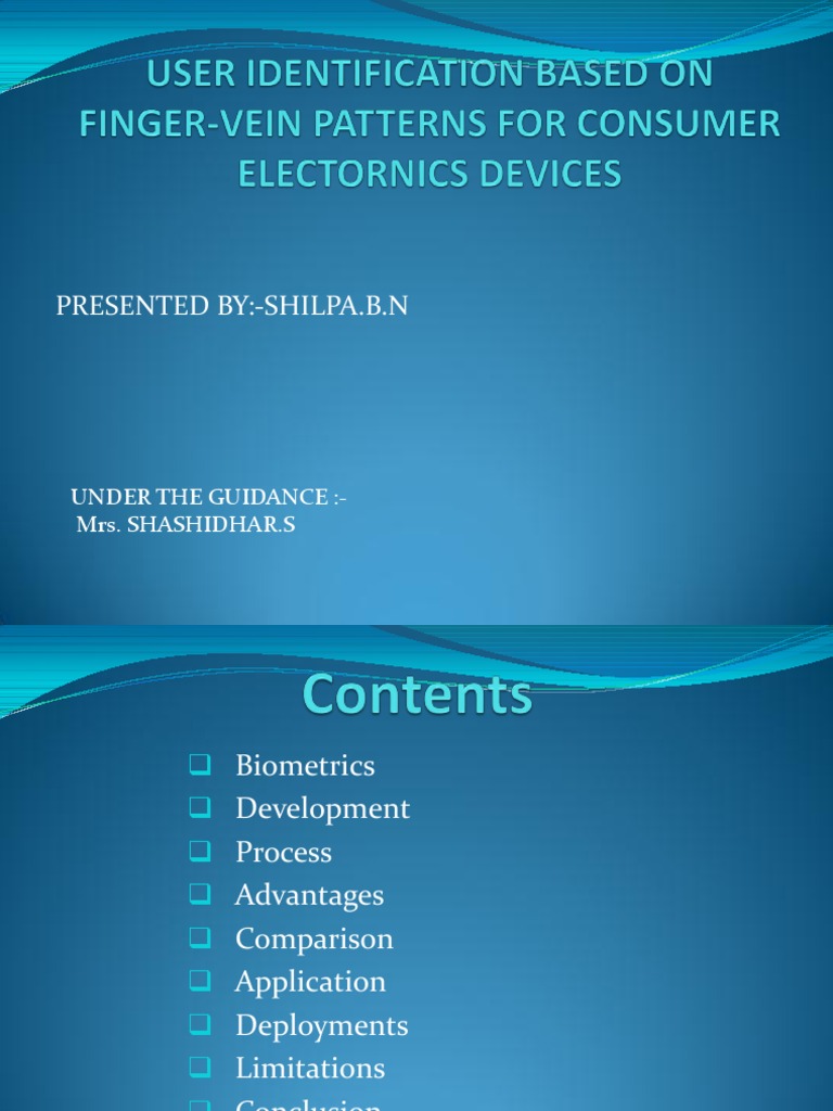 User Identification Based On Finger-Vein Patterns For Consumer22 | PDF ...
