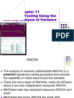 Hypothesis Testing Using The One-Way Analysis of Variance