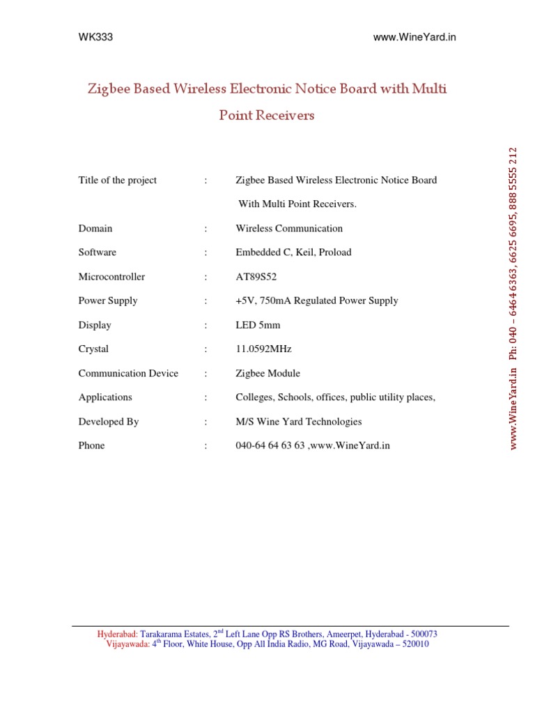 Zigbee Based Wireless Electronic Notice Board With Multipoint Receiver