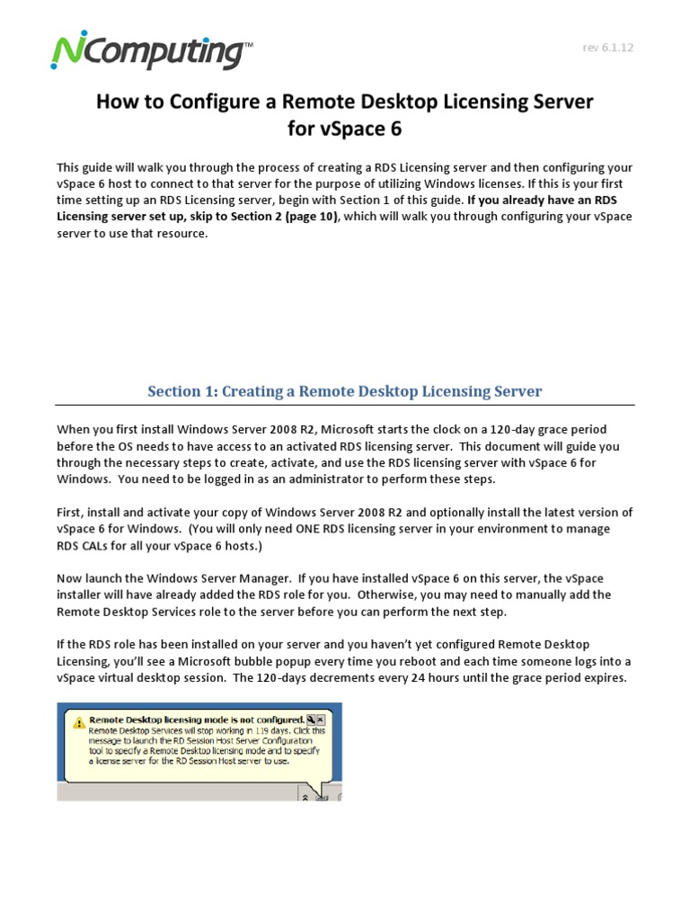Configure RDS Licensing for vSpace 6 | PDF | Remote Desktop Services ...
