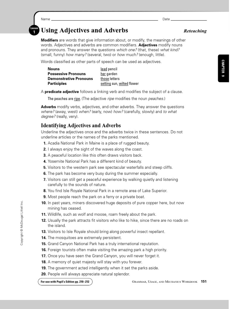 Worksheet Identifying Adverbs adjective adverb answers adjective