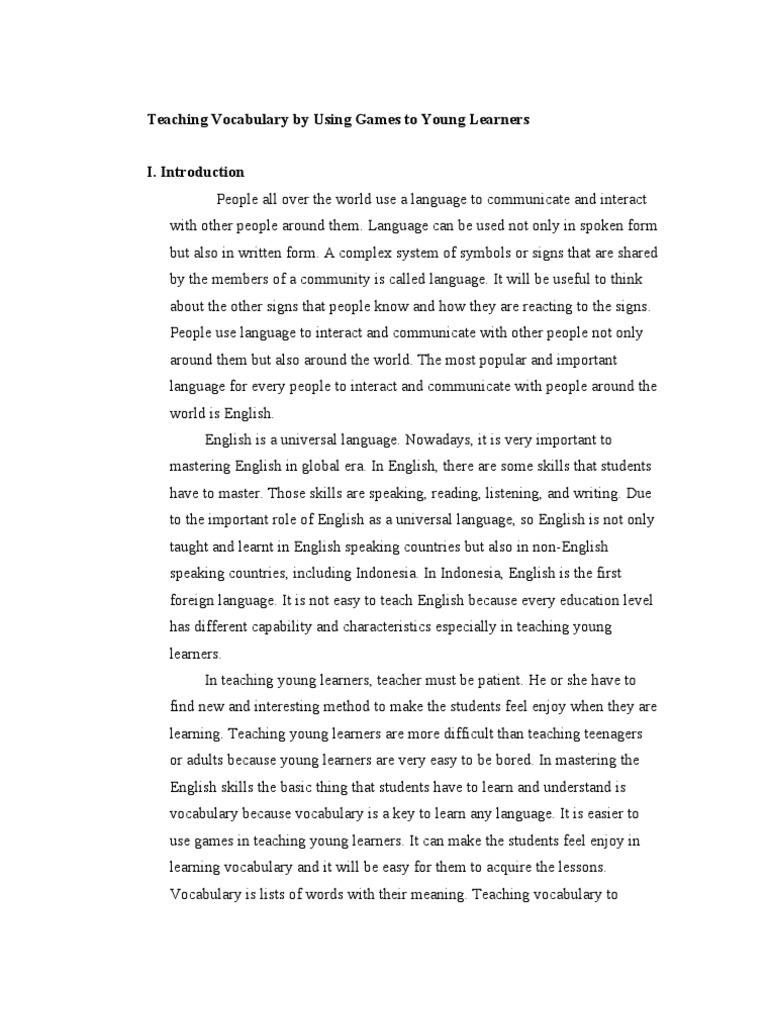 Teaching Vocabulary by Using Games To Young Learners 2 | PDF | Career ...